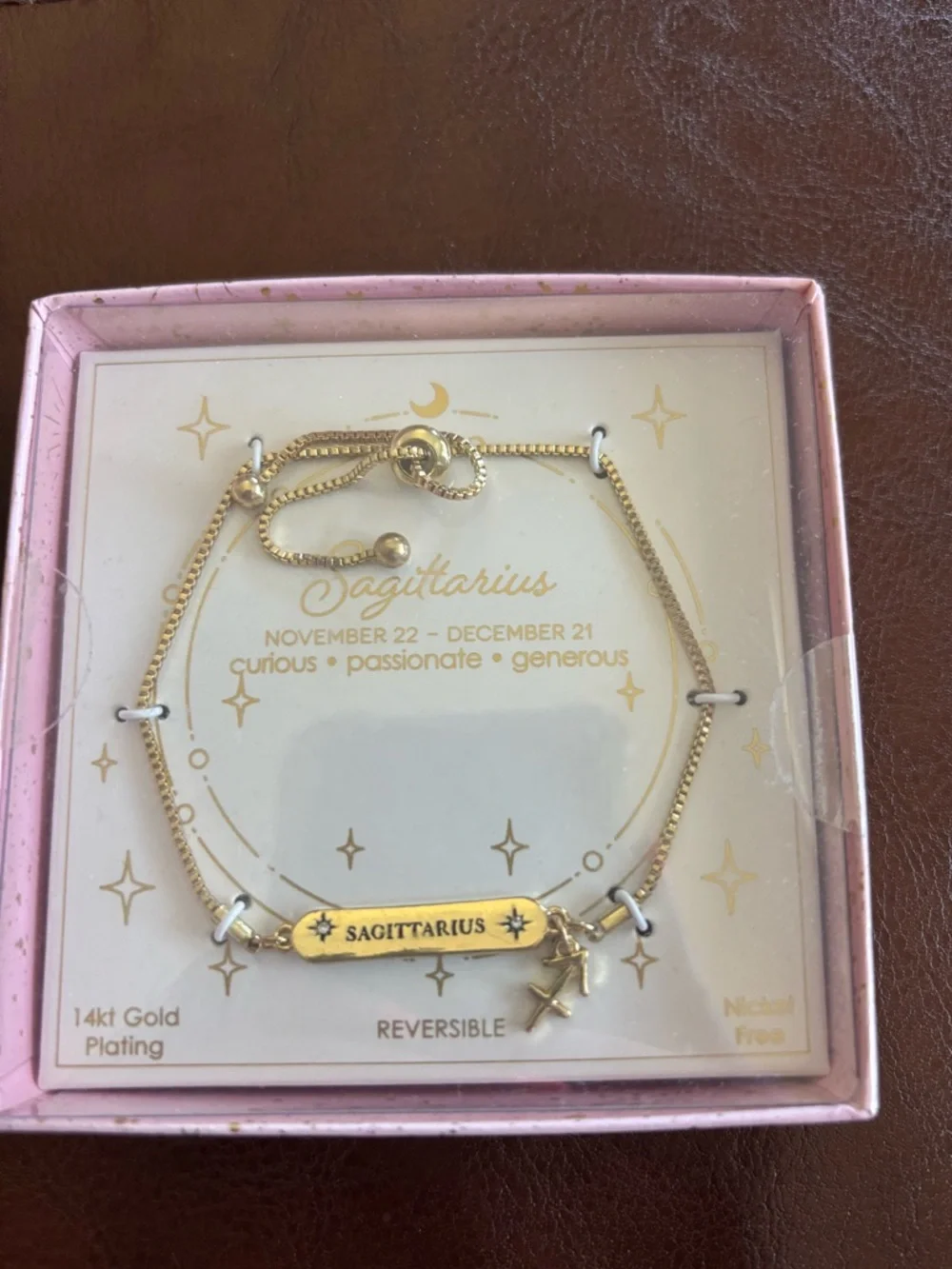 Sagittarius Gold Plated Reversible Bracelet